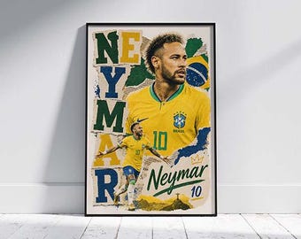 Poster stampabile di Neymar Jr / Quadro da parete con leggenda del calcio brasiliano (Download digitale)
