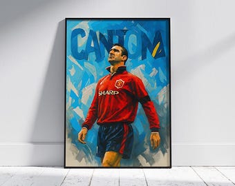 Eric Cantona Digital Poster | Manchester United Football Legend Wall Art