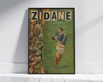 Zinedine Zidane Watercolor Poster: Vintage Soccer Legend Art (Digital Download)