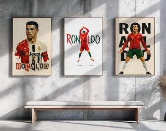 Cristiano Ronaldo-posterset: abstracte voetbalkunst (digitale download)