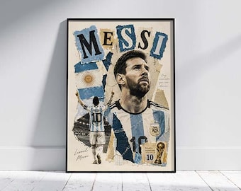Poster di Messi / Leggenda del calcio argentino - Opera d'arte da parete (Download digitale)