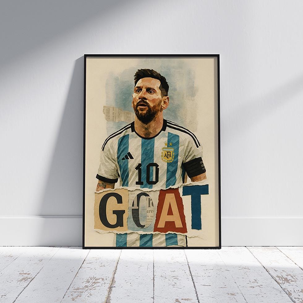 Football Legends Poster Set: Torn-paper Collage Art (digital