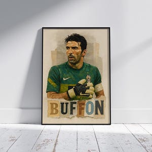 Gianluigi Buffon Digital Poster –  Italy Goalkeeper Collage Art – Torn Paper Typography – Soccer Wall Art Instant Download