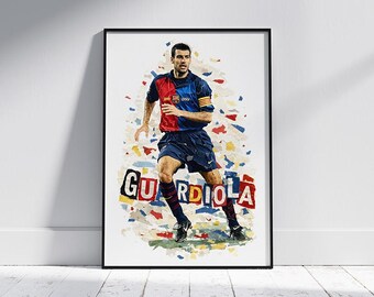 Pep Guardiola Poster | Guardiola Player | Barcelona Legend Wall Art | Digital Download