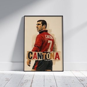 Eric Cantona Collage Poster - Manchester United Legends Digital Poster - Vintage Style Digital Print - Torn Paper Mixed Media Art