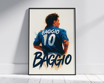 ロベルト・バッジョ イタリア代表サッカーポスター：ミニマリスト