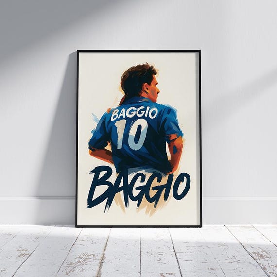 ロベルト・バッジョ イタリア代表サッカーポスター：ミニマリスト