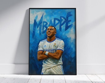 Poster de Kylian Mbappe Real Madrid : décoration murale de football de la Liga - France