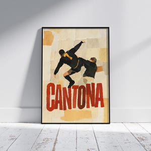 Eric Cantona Digital Poster – Iconic Flying Kick Collage Art | Printable Football Wall Decor | Vintage-Style Soccer | Cantona kung-fu kick
