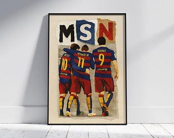 MSN のカスタム スポーツ ポスター (メッシ、スアレス、ネイマール