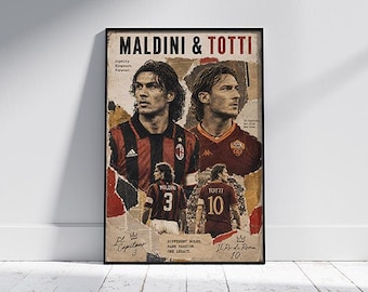 Poster di Maldini e Totti / Quadro con leggende del calcio italiano (Download digitale)
