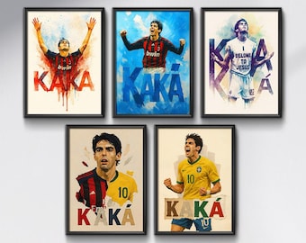 Kaká Poster Bundle | 5 Digital Prints Set | Brazil & AC Milan Football Art