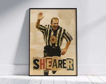 Alan Shearer Poster | Newcastle United Legend Wall Art | Digital Poster