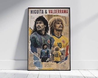 Poster di Higuita e Valderrama / Leggende del calcio colombiano - Stampa artistica da parete (Download digitale)