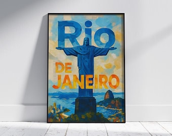 Rio de Janeiro-poster | Muurkunst Christus de Verlosser | Reisafdruk Brazilië: digitale download