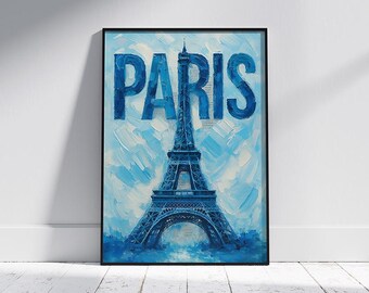 Paris Eiffel Tower Digital Poster | Travel Wall Art