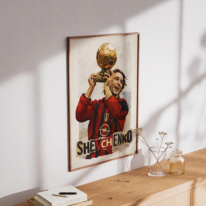 Shevchenko Ballon D'or | AC Milan Football Legend Wall Art