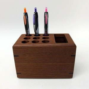 Handmade Ash Wood Desk Organizer: Modern Pencil & Pen Cup