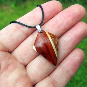 Artisan Exotic Wood Kite Pendant Necklace: Hand Carved Boho Jewelry