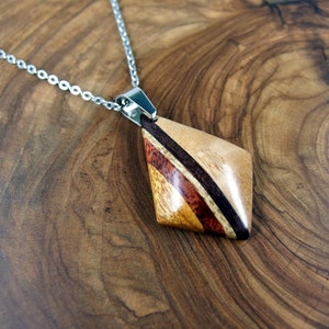 Artisan Exotic Wood Kite Pendant Necklace: Modern Boho Jewelry