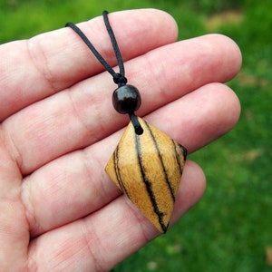 Artisan Ebony Kite Necklace: Exotic Wood Pendant, Adjustable Length