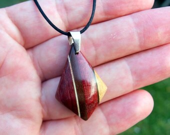 Handcrafted Exotic Wood Kite Pendant Necklace: Modern Minimalist Jewelry