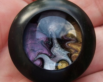 Handcrafted Designer Fridge Magnet: Original Resin Art. Favorite. Ebony.