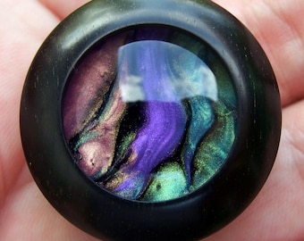 Handcrafted Designer Fridge Magnet: Original Resin Art. Favorite. Ebony.