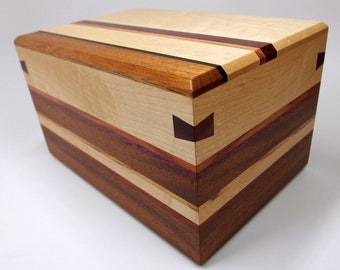 Handcrafted Exotic Wood Cremation Urn: Modern Adult Urn (140 lbs)