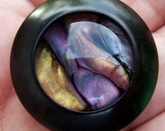 Handcrafted Designer Fridge Magnet: Original Resin Art. Favorite. Ebony.