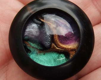 Handcrafted Designer Fridge Magnet: Original Resin Art. Favorite. Ebony.