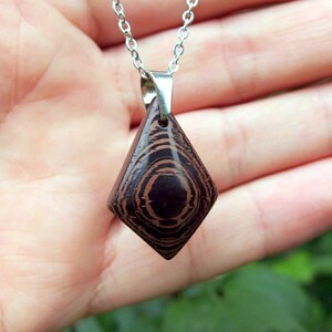 Artisan Wenge Wood Kite Necklace: Hand Carved Minimalist Pendant