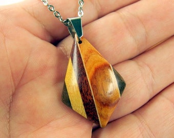 Artisan Carved Necklace Wood Pendant Wooden Minimalist Pendant Modern Necklace Boho Artisan Natural Necklace Kite Pendant Kite