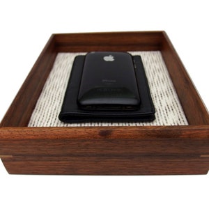 Wood Tray. African Bengi Valet Box. Fabric Upholstered Wooden Tray. 8.5&quot; x 6.75&quot; x 2&quot;