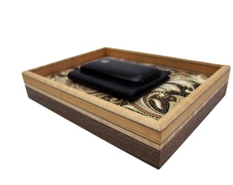 Men's Valet Tray. Handcrafted Stylish Valet Tray. Wooden Tray. 9.75" x 7.25" x 2"