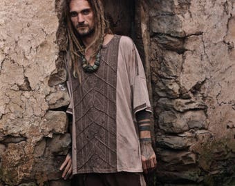 Tribal Clothing, Mens Hemp Shirt, Psy Trance Festival Clothing, Hippie Shirt, Bohemian Shirt, Gypsy Clothing, Ethnic Shirt,LARP Clothing