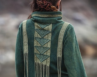 Native American Style Jacket, Boho Jacket, Psy Trance Coat, Ethnic Clothing, Tribal Jacket, Organic Clothing, Women Viking Jacket, Mexican