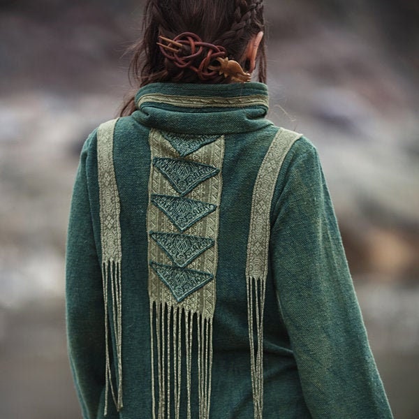Native American Style Jacket, Boho Jacket, Psy Trance Coat, Ethnic Clothing, Tribal Jacket, Organic Clothing, Women Viking Jacket, Mexican