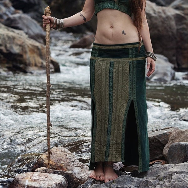Tribal Fusion, Celtic Clothing, Organic Hemp, Tribal Skirt, Comfy Boho Skirt, Hippie Skirt, Native American Style, Psychedelic, Nomadic