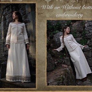 Medieval Dress For Women, Victorian Dress, Medieval Clothing, Fairy Cotton Dress, Long Sleeve Dress, Medieval Embroidery, Maxi Viking Dress