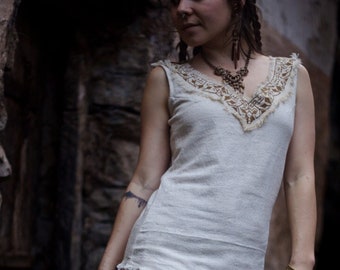 Pixie Long Top, Native Tunic Top, Embroidery Shirt, Tribal Tshirt, Native Top, Traditional Shirt, Folk Shirt, Natural Clothing, Hippie Shirt