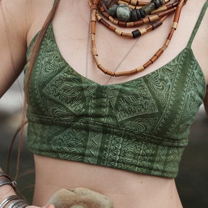 STOCK CLEARANCE, Bralette Hemp Bra, Organic Cotton Bralette, Yoga Bra, Green Bra, Embroidery Bralette, Dance Yoga, Sports Bra, Underwear Bra
