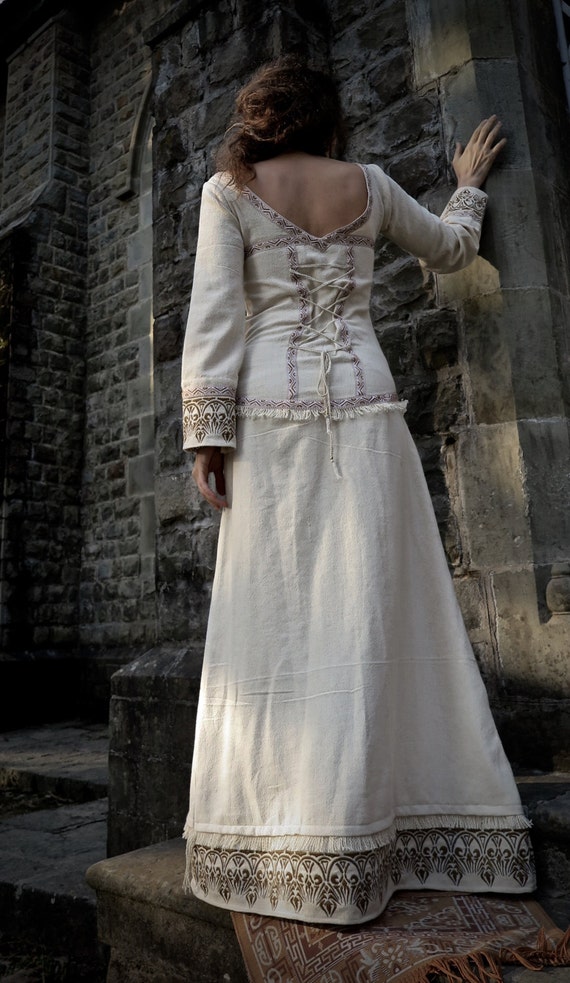Vestido medieval para mujer, vestido victoriano, ropa medieval, vestido de  algodón de hadas, vestido de manga larga, bordado medieval, vestido maxi  vikingo -  México