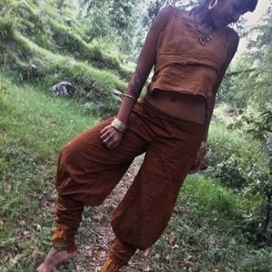Egyptian Clothing, Egyptian Pants, Ethnic Pants, Women Harem Pants, Embroidery Pants, Brown Pants, Wide Leg Pants, Drop Crotch Pants,African