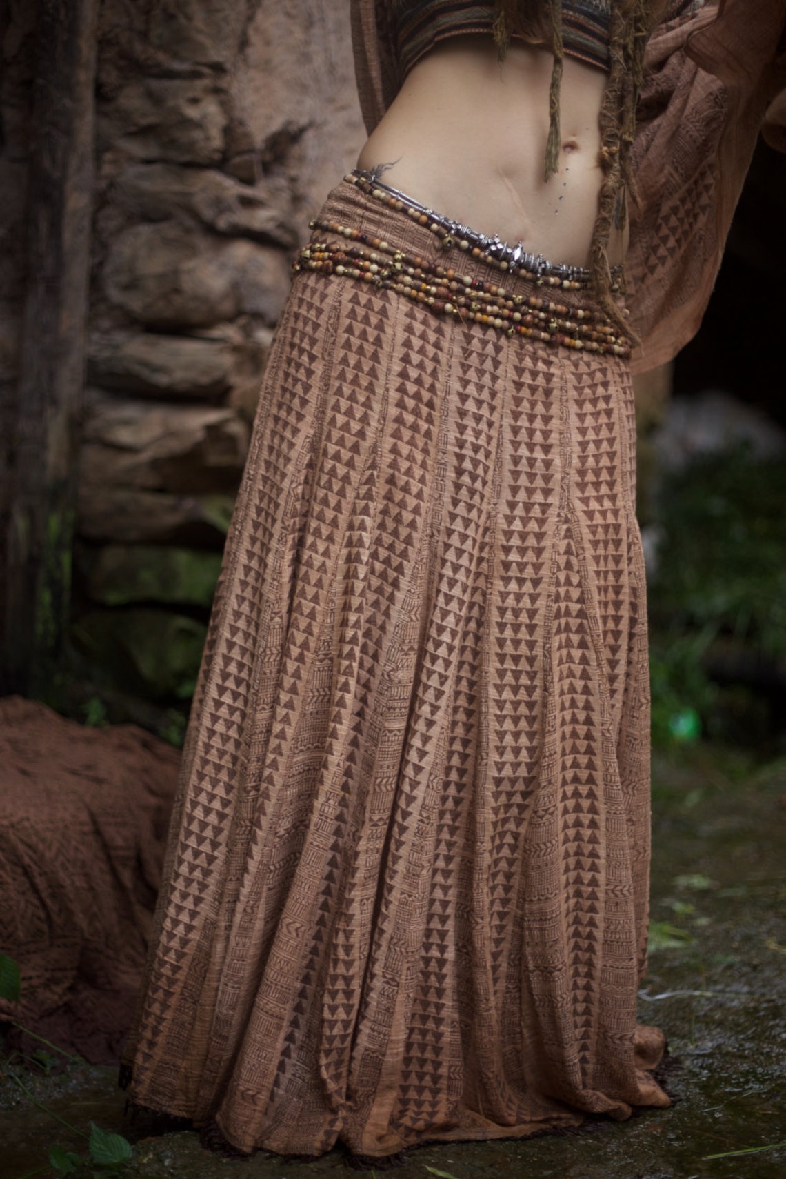 thumbnail image 2 of Womens Indian Sequin Crinkle Broomstick Gypsy Long Skirt (Mint Green) At Women's Clothing Store 2 of 12