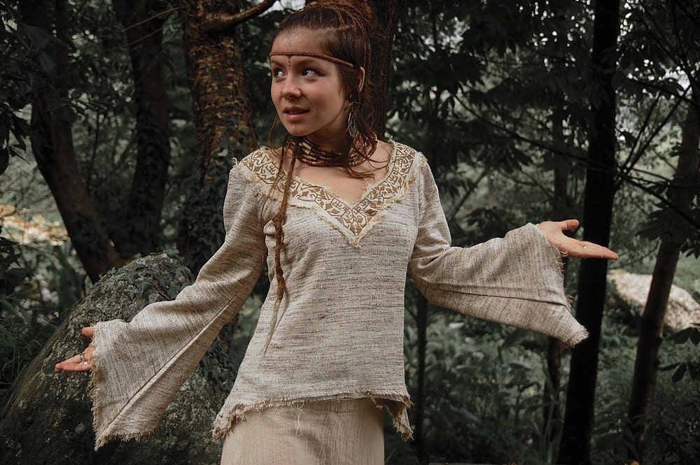 Tribal Shirt, Pixie Shirt, Embroidery Shirt, Traditional Shirt,Raw Silk Shirt, Fairy Shirt, Women Shirt, Long Sleeve Shirt, Hippie Shirt Knosshop