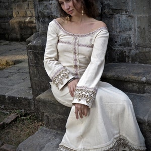 Medieval Dress For Women, Victorian Dress, Medieval Clothing, Fairy Cotton Dress, Long Sleeve Dress, Medieval Embroidery, Maxi Viking Dress