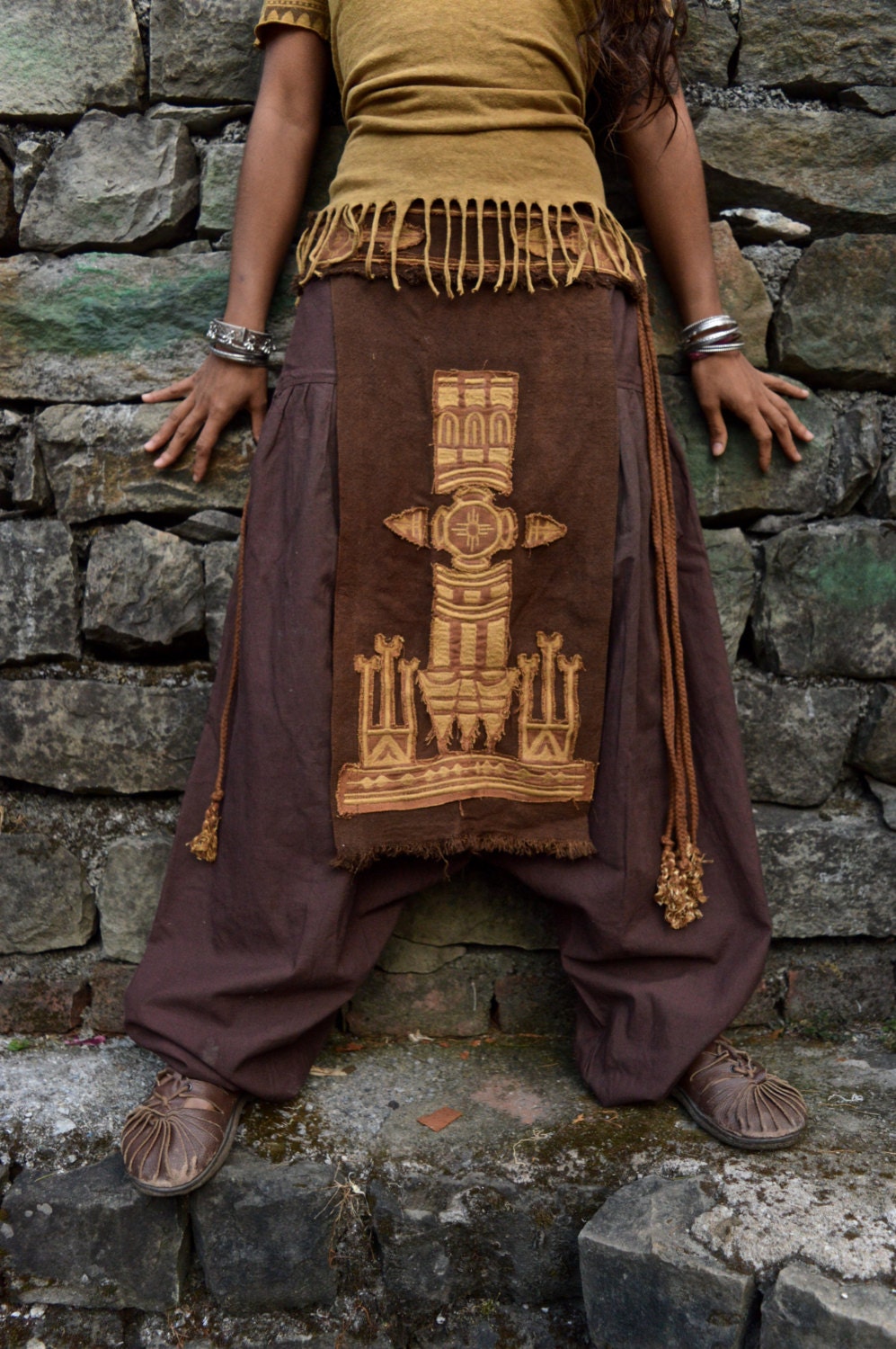 スカート 80s brown native pattern long skirt 3X To 6X Plus Size Indian Ethnic Maxi Long Skirt Women