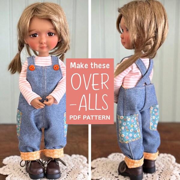 Pattern for 1/6 BJD YoSD, Forever Virginia Dolls. Meadow Dolls, Pattern 03: Overalls & Shirt, INSTANT DOWNLOAD Doll Clothes Sewing Pdf