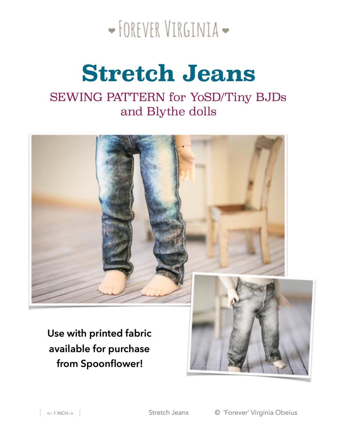 Tiny BJD stretch Jeans PDF Pattern for Yosds | Etsy
